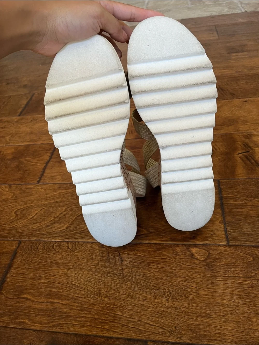 Steve Madden Tan Woven Cork Platform Sandals Size 10